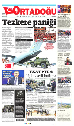 Ortadogugazetesi.com - 02.01.2020 Manşeti