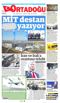 Ortadogugazetesi.com - 07.01.2020 Manşeti