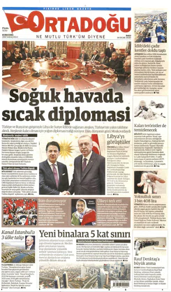 Ortadogugazetesi.com - 14.01.2020 Manşeti