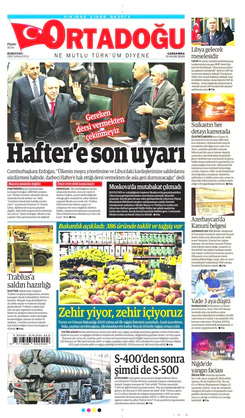 Ortadogugazetesi.com - 15.01.2020 Manşeti