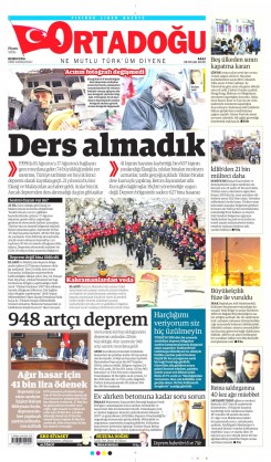 Ortadogugazetesi.com - 28.01.2020 Manşeti