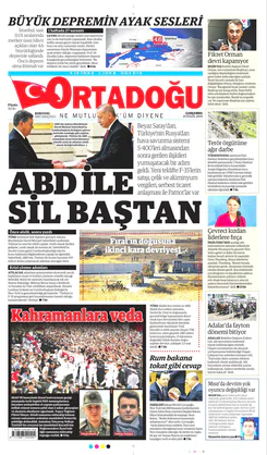 Ortadogugazetesi.com - 25.09.2019 Manşeti