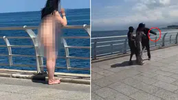 Sahilde çıplak dolaşan kadına saldırı: O anlar kameraya yansıdı