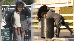 Eski ünlü model şimdi çöpten yiyecek topluyor