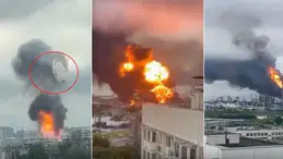 Moskova'ya dev İHA saldırısı! Petrol rafinerisinde patlama, havalimanlarında alarm