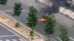 Diyarbakır’da seyir halindeki motosiklet alev aldı
