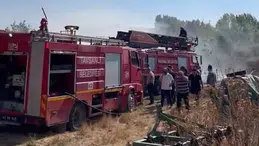 Kütahya'da samanlık yangını: 400 balya yandı