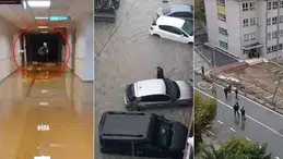 Gaziosmanpaşa'da yol çöktü, öğrenciler okulda mahsur kaldı