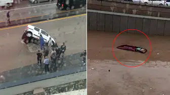 Ankara’da sağanak felaketi! Yol çöktü, araçlar suda kaldı