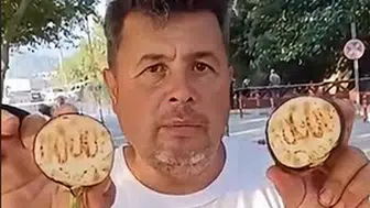 Osmaniye'de patlıcanın içindeki şekil dikkat çekti: "Allah" yazısına benzetildi