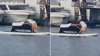 İzmir'de Denizin Ortasında Masaj Keyfi! Görenler Şaşkınlığını Gizleyemedi