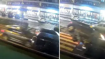 Çorlu'da otomobil, park halindeki araca çarpıp takla attı!