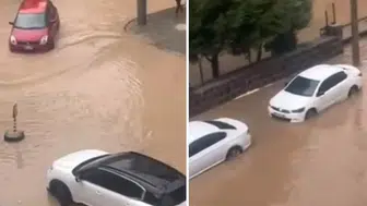Gaziantep'te sağanak yağış: Yolları göle çevirdi
