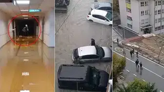 Gaziosmanpaşa'da yol çöktü, öğrenciler okulda mahsur kaldı