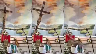 Canlı yayınlanan ayin sırasında başına haç düşen rahip hayatını kaybetti