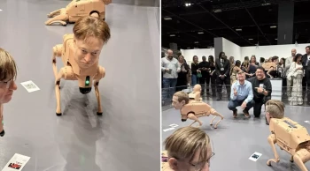 Böyle sergi görülmedi: Elon Musk ve Bezos’un yüzü köpek robot gövdelerinde