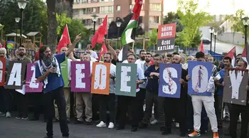 Ankara'da dikkat çeken Gazze protestosu! Netanyahu kuklasıyla gösteri yaptılar