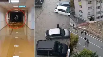 Gaziosmanpaşa'da yol çöktü, öğrenciler okulda mahsur kaldı