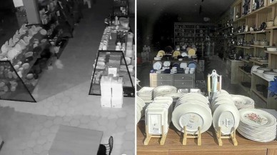 İşte Türkiye'nin konuştuğu züccaciye mağazasındaki deprem anı!