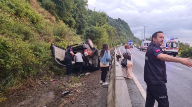 Zonguldak'ta takla atan araçtaki 6 kişi yaralandı