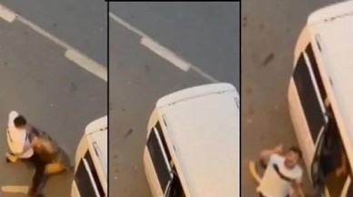 Esenyurt'ta sokak ortasında döverek bayılttığı kadını minibüsle kaçırdı. Tepki gösterenleri de tehdit etti