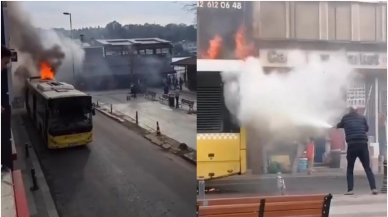 Beykoz'da İETT otobüsünde yangın!