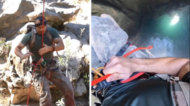 60 metrelik uçurumun ortasına kurduğu hamağın halatı kopunca fenomen ölümden döndü!