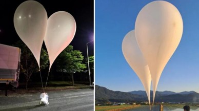 Kuzey Kore'den Güney Kore'ye balonların içinden çıkanlar pes dedirtti!