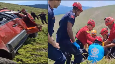 Bursa'da Off-road aracı,  uçuruma düştü: 2 yaralı helikopterle alındı!