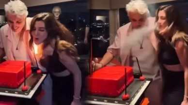 Gökçe Bahadır'ın saçları pasta üflerken alev aldı