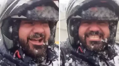 Karlı havada motokuryeyi şoke eden istek