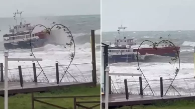 İstanbul Kilyos açıklarında fırtına kabusu: Kuru yük gemisi sürüklendi!