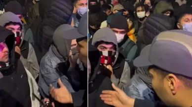 Polis amiriyle eyleme katılan öğrenciler arasında dikkat çeken diyalog