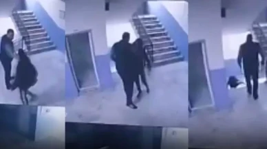 Okulda skandal görüntüler! Otizmli öğrenciyi merdivenden fırlattı