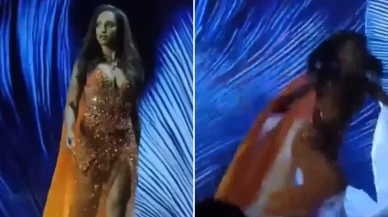 Kainat Güzeli Yarışması'nda korkutan kaza: Jamaikalı güzel sahneden düştü