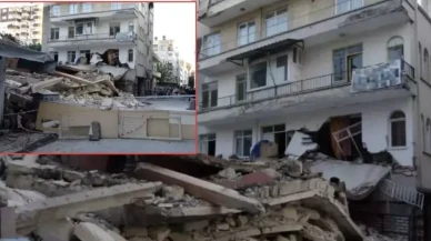 Mersin'de eski bina, apartmanın üzerine çöktü