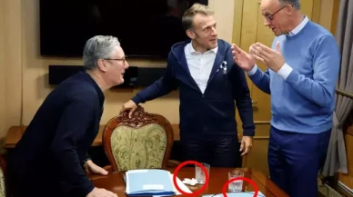 Avrupa bu görüntüyle sarsıldı! Macron, Starmer ve Merz trende kokain mi kullandı?