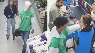 Zincir marketten 22 bin liralık ürün çalan iki çocuk kasiyeri tehdit etti