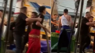 Pazarcılarla müşteri birine girdi! Kasa ve sopalar havada uçuştu