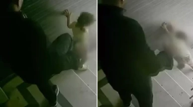 Öz evladına merdivenlerde tekme atan sözde baba gözaltına alındı