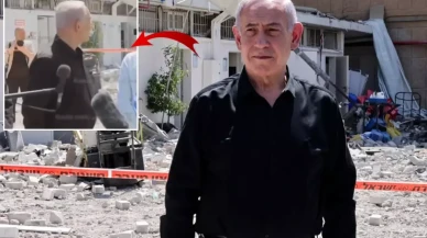Netanyahu canlı yayında konuşurken bina çöktü