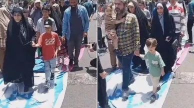 Tahran'da halk, ABD ve İsrail bayraklarını ayaklarıyla çiğnedi