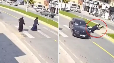 Karşıdan karşıya geçmeye çalışan kadın, hayatını şokunu yaşadı