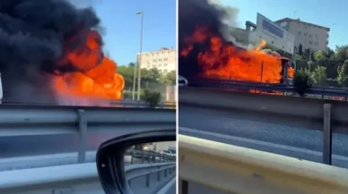 İstanbul'da metrobüste yangın çıktı
