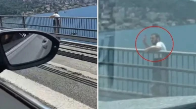 Köprüye çıkan şahıs, el salladıktan sonra kendini boşluğa bıraktı