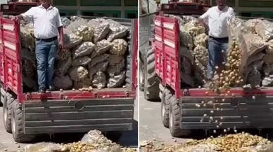 Çiftçi bir traktör patatesi köy meydanına döktü, bakanlık soruşturma başlattı
