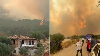 Denizli'de başlayıp Aydın'a sıçrayan yangın yeniden büyüdü! Evler yanmaya başladı