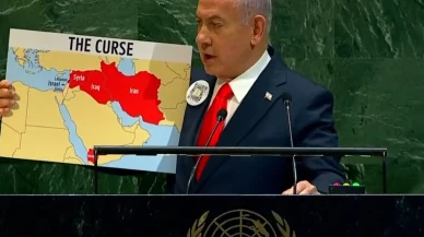 Netanyahu, BM'de kürsüye "Düşman ülkeler" haritasıyla çıktı! İçlerinden biri sürpriz