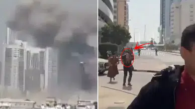 İran'ın vurduğu Abu Dabi'de son durum! Kucağında çocukla sığınağa koştu