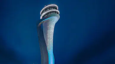 Otizm farkındalığı için Sabiha Gökçen Kulesi mavi ışıkla aydınlatıldı